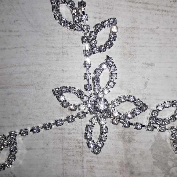 PAIR Rhinestone Crystal Bare Foot Sandal Anklet - Picture 3 of 6